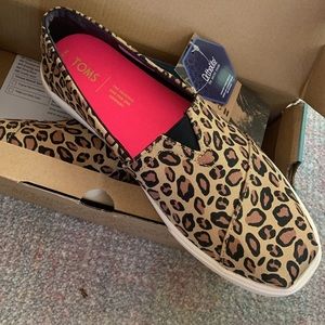 TOMS Leopard Brown Alpargata Canvas Slip on Shoes
